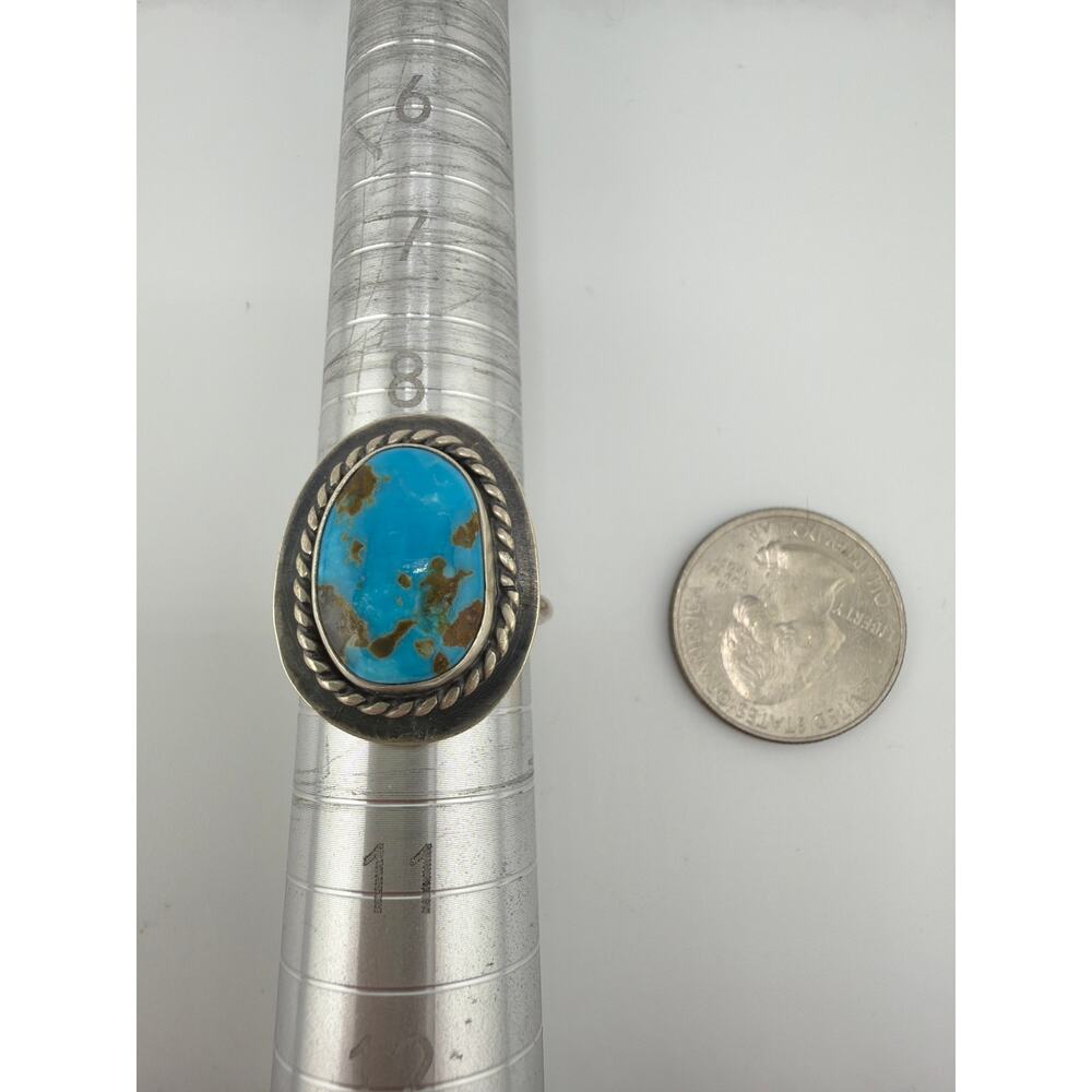 Raegan Hough Handmade Sterling Silver Turquoise Statement Ring Size 10 - Picture 3 of 8